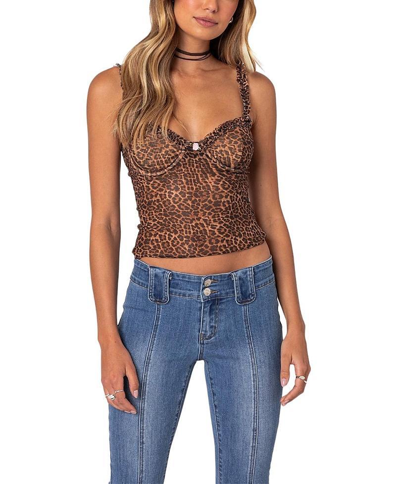 EDIKTED Lidia Sheer Mesh Bra Top Product Image