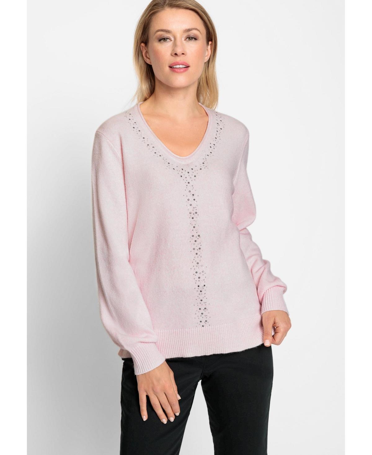 Olsen Womens Long Sleeve Rhinestone Embellished Sweater product image