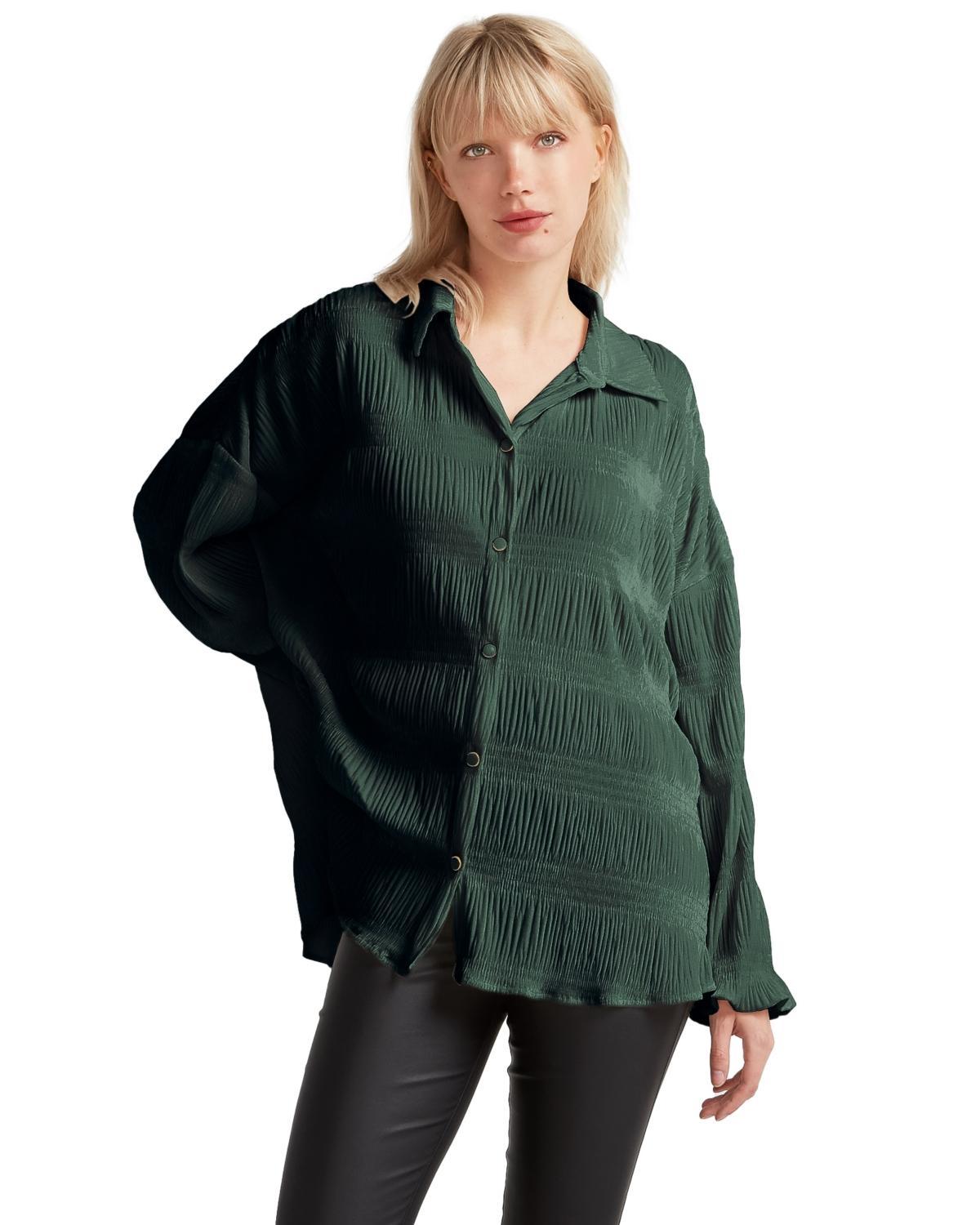 Belle & Bloom Womens Serenade Velvet Plisse Shirt Product Image