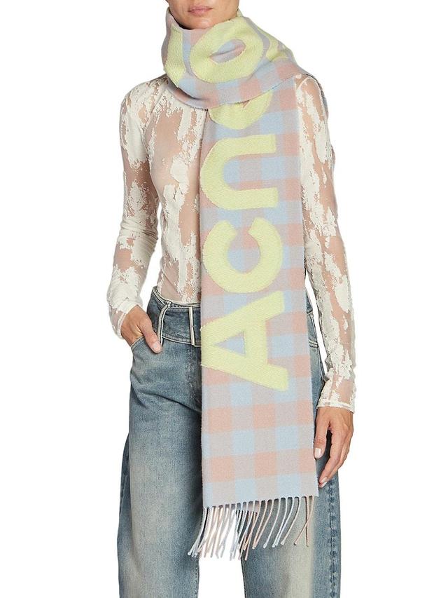 Womens Veda Check Wool Logo Scarf Product Image