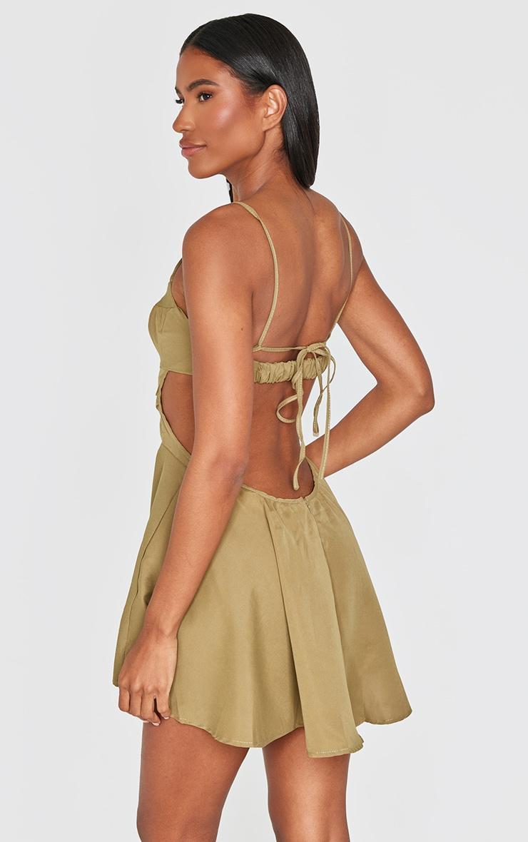 Olive Cut Out Tie Back Shift Dress Product Image