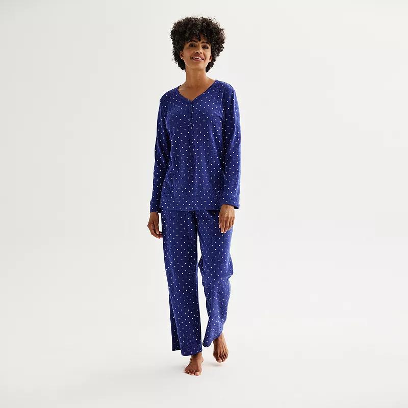 Womens Croft & Barrow Long Sleeve Pajama Top & Pajama Pants Sleep Set Product Image