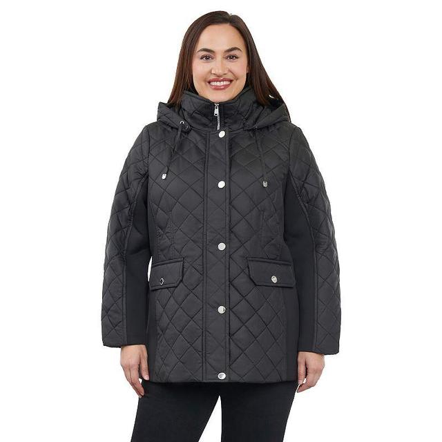 Plus Size London Fog Quilted Jacket, Womens Black Product Image