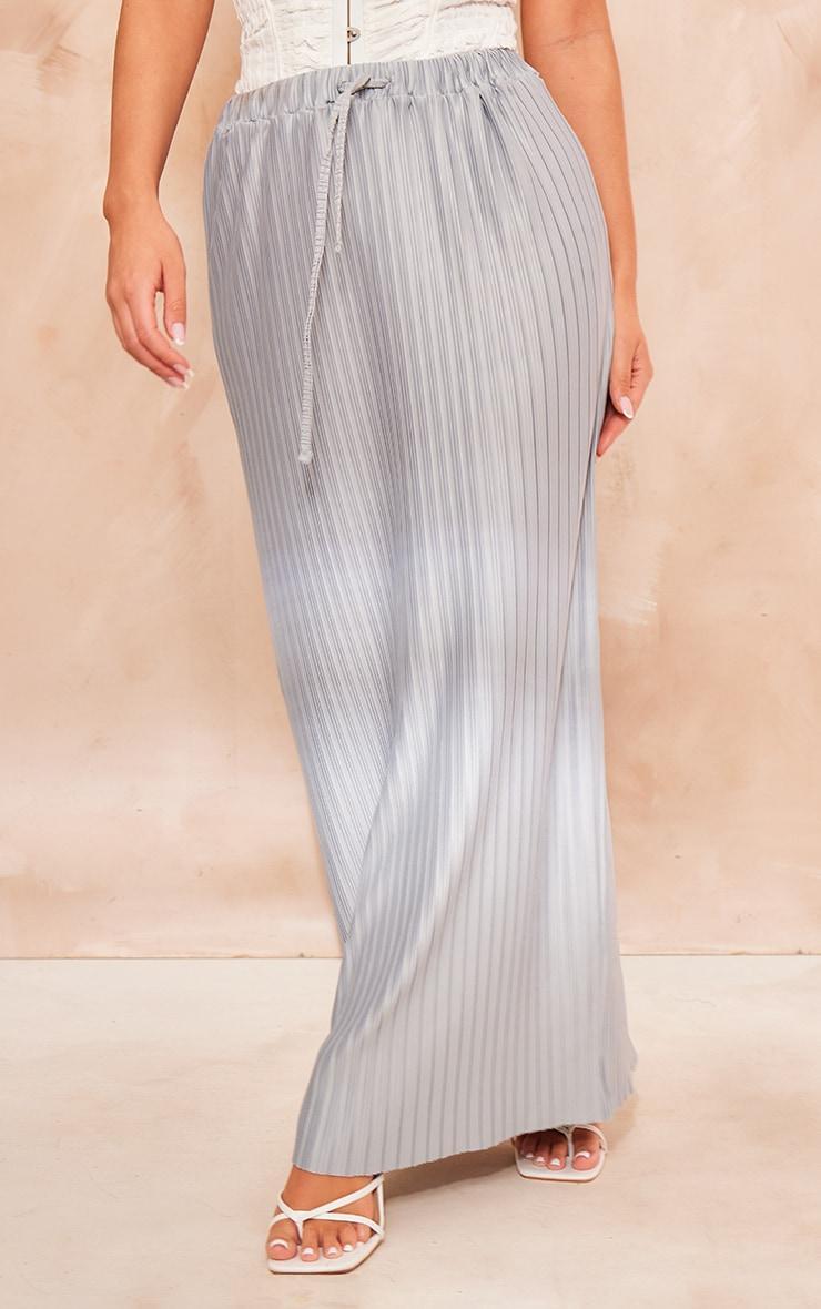 Grey Plisse Flowy Maxi Skirt Product Image