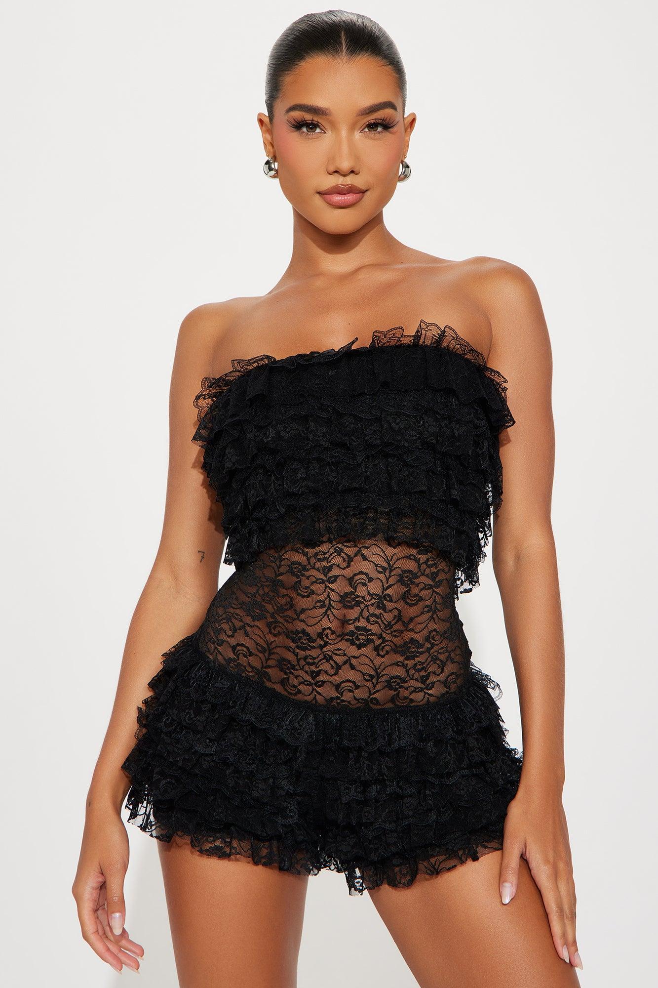 Sweet Romance Lace Romper - Black Product Image