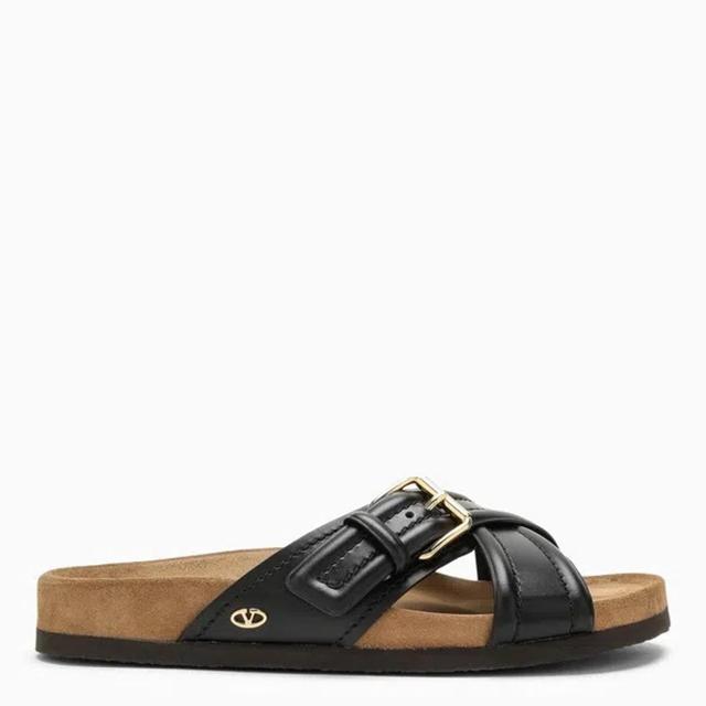 VALENTINO GARAVANI Fussfriend Buckled Leather Slides In Black Product Image