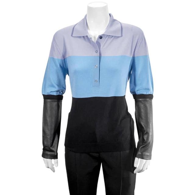 BURBERRY Ladies Blue Long Sleeve Polo Shirt Product Image