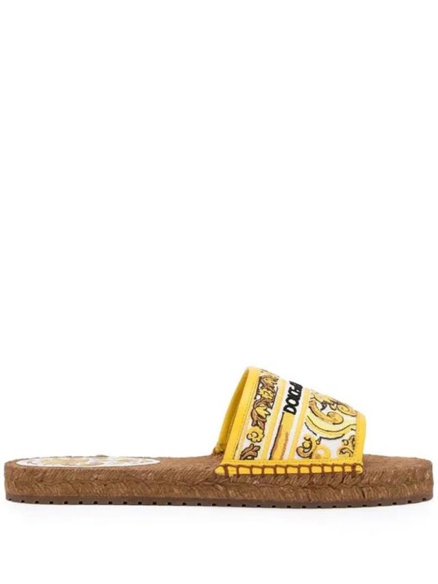 DOLCE & GABBANA Embroidery Espadrilles Sandals Yellow Product Image