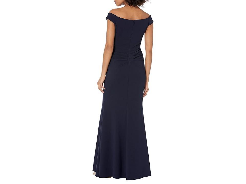 XSCAPE Long Off-the-Shoulder Scuba Crepe U-Front Dress Women's Dress Product Image