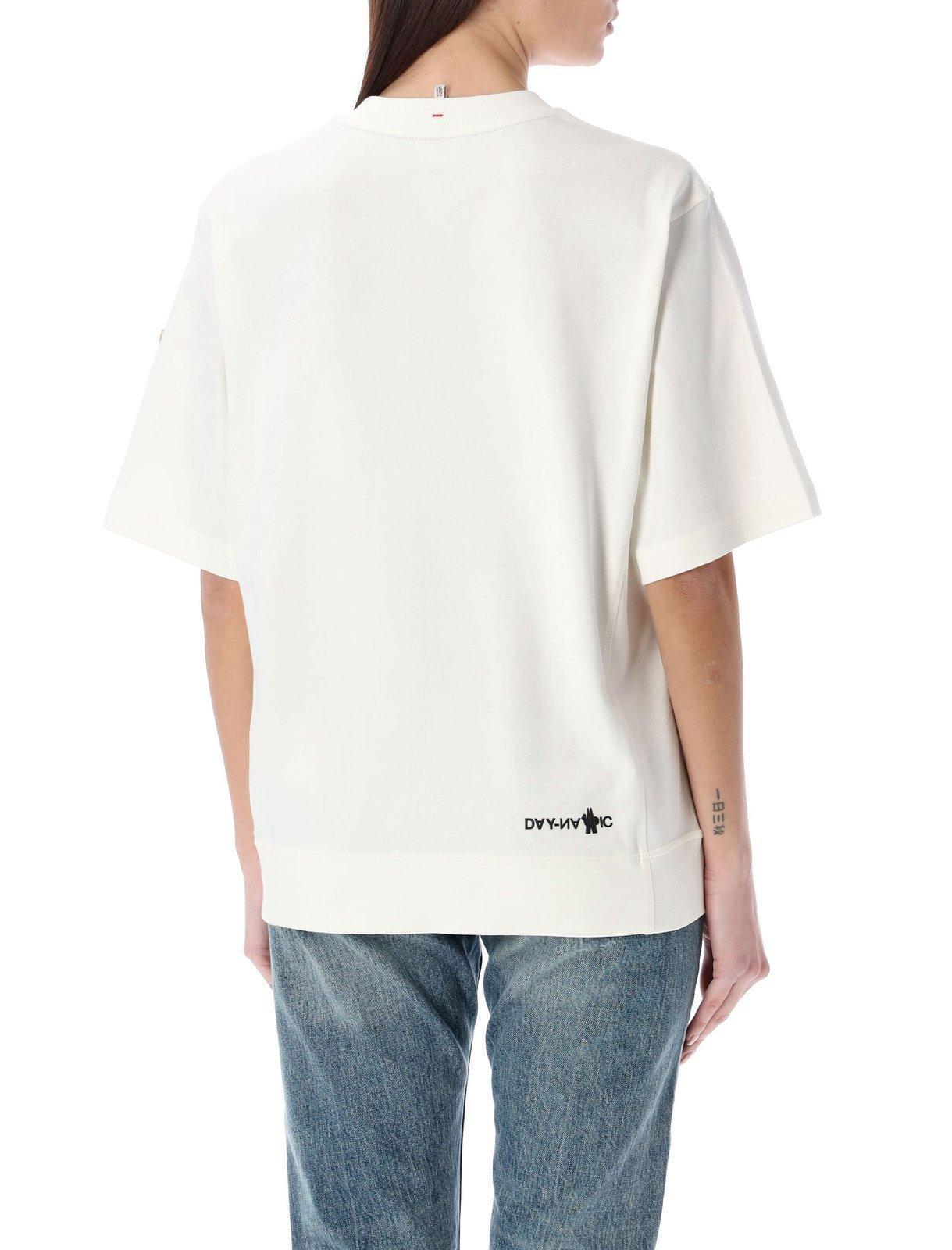 MONCLER Logo Printed Crewneck T-shirt In White Product Image