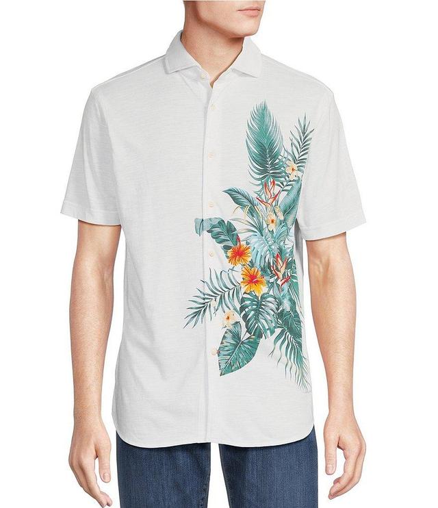 Cremieux Blue Label Tahiti Collection Tropical Print Jersey Short Sleeve Coatfront Shirt Product Image