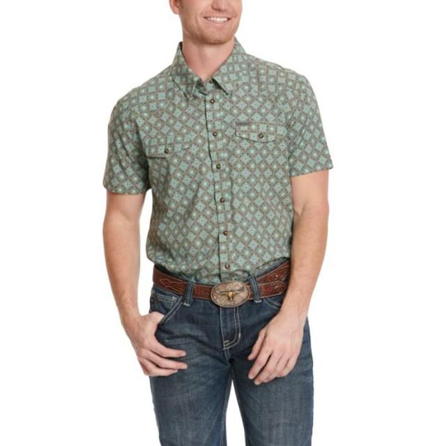 Panhandle® Men's S/S Turquoise/Chocolate Medallion Print Snap Shirt Product Image