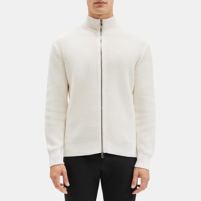 Waffle Cotton-Cashmere Full-Zip Sweater | Theory Outlet Product Image