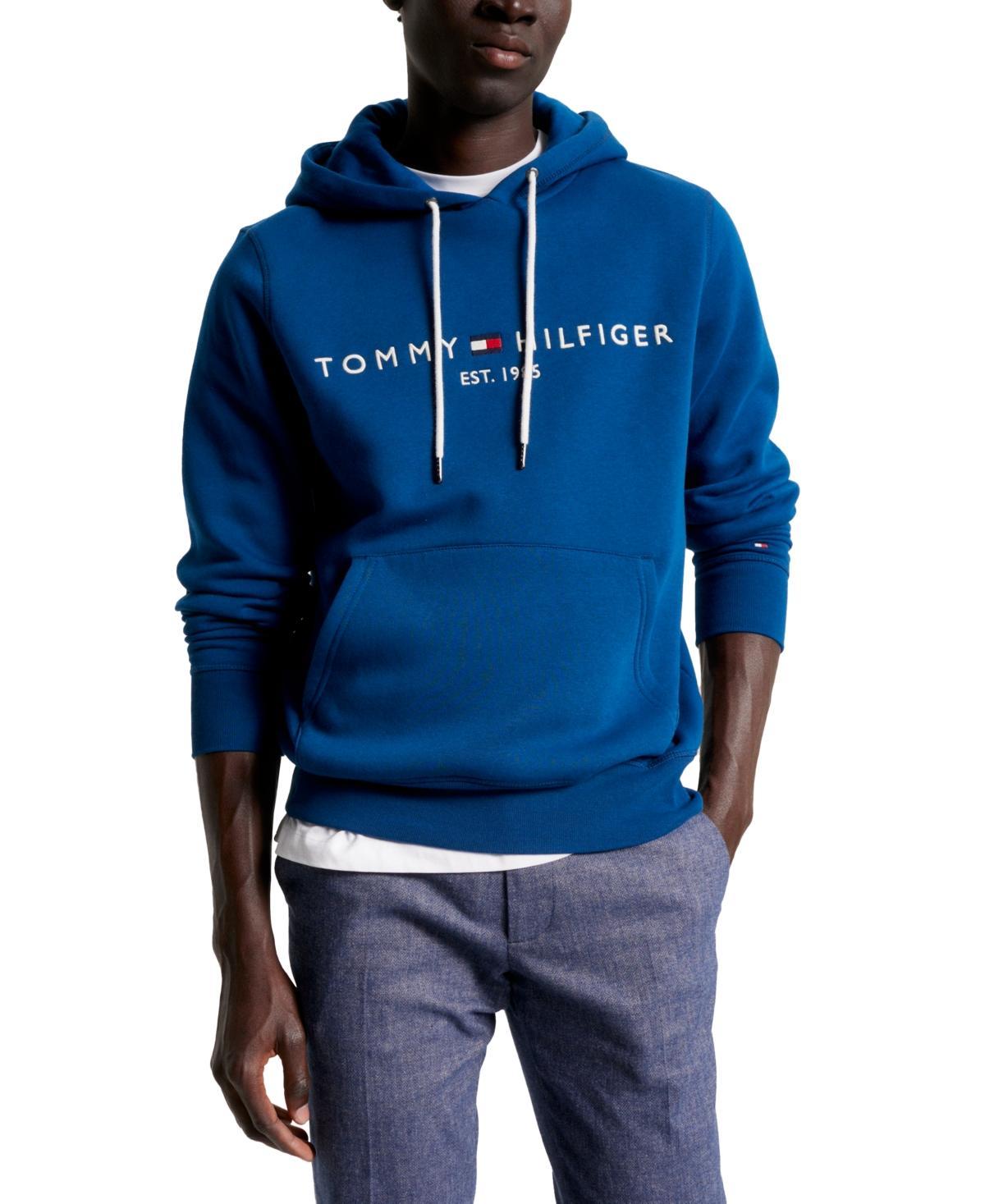 Mens Tommy Hilfiger Embroidered Logo Hoodie Cloud Grey Product Image