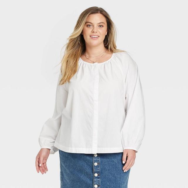 Womens Balloon Long Sleeve Blouse - Universal Thread White XXL Product Image