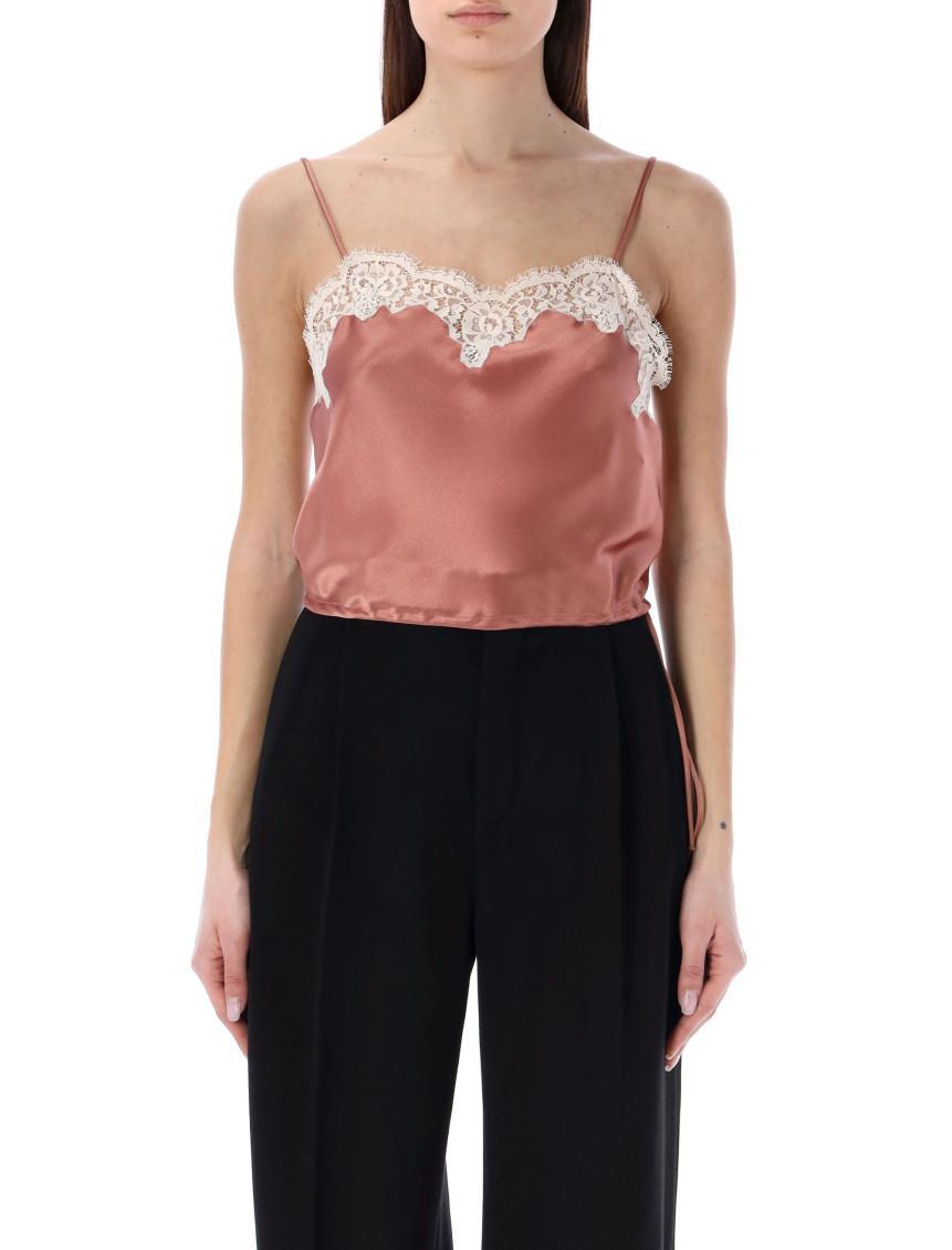 SAINT LAURENT Peach Crepe Satin Top Product Image