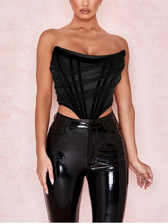 Strapless Mesh Crop Corset Top Product Image