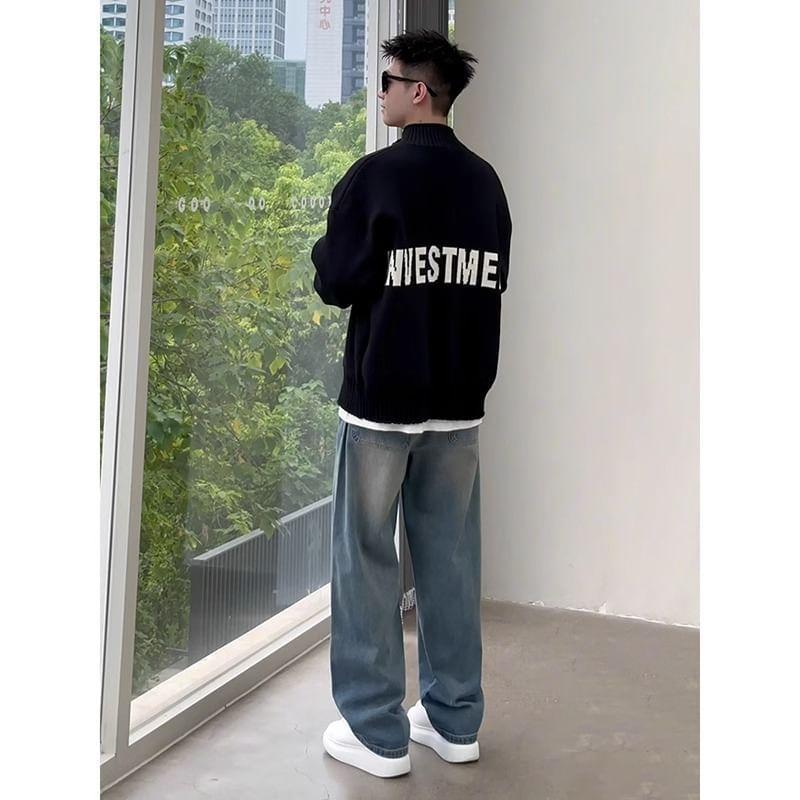 Lettering Zip Cardigan Product Image