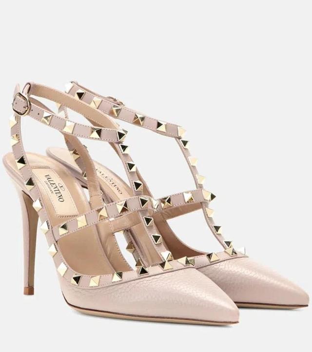 Valentino Rockstud Caged 100 Leather Pump In Pink Product Image