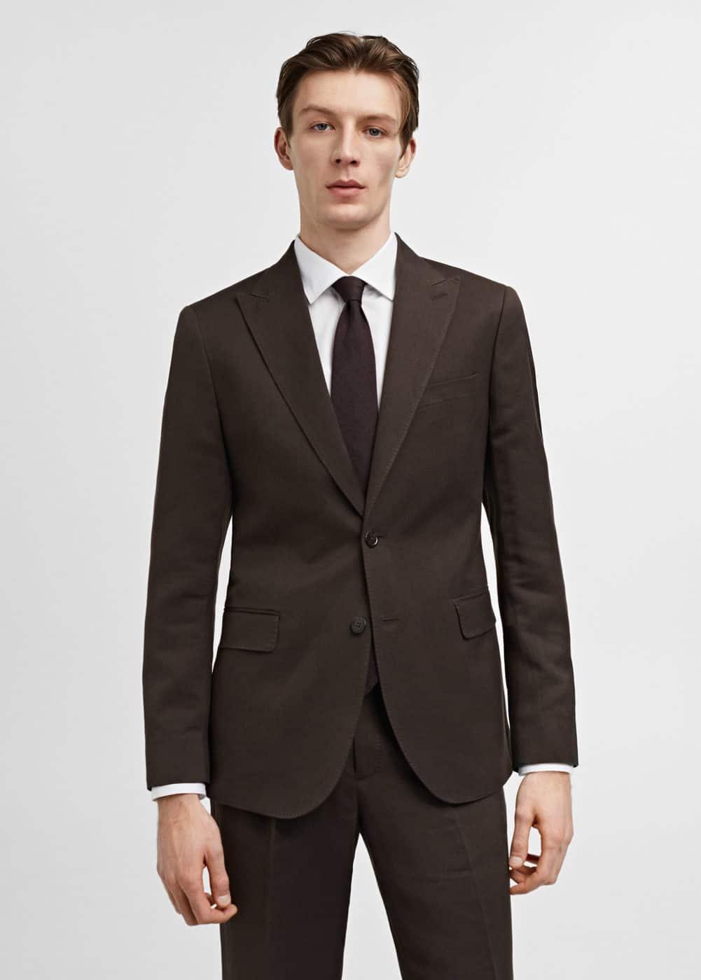 MANGO MAN - Slim fit linen and cotton suit jacket brownMen Product Image