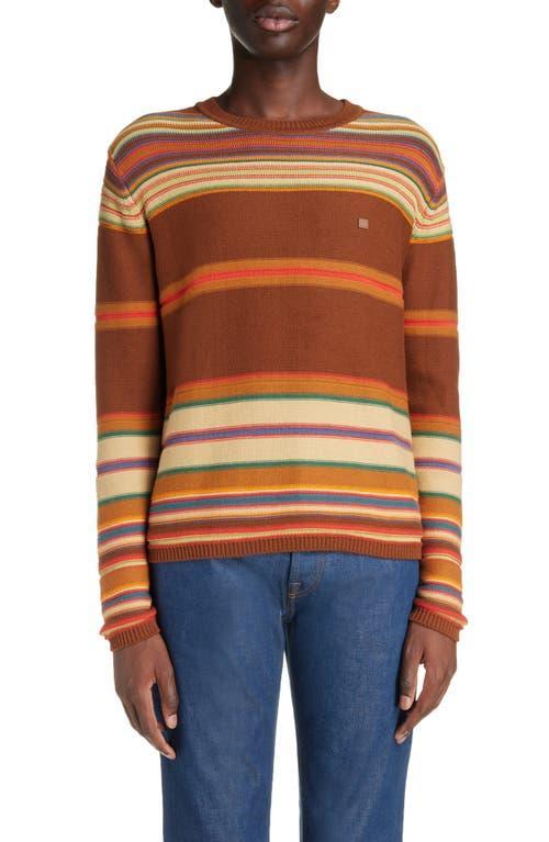 Acne Studios Face Patch Stripe Cotton Crewneck Sweater Product Image