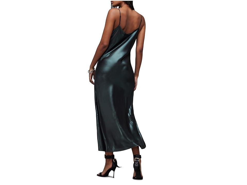 AllSaints Hadley Metallic Satin Slipdress Product Image