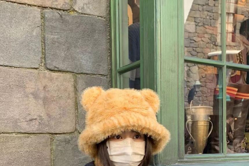 Bear Ear Knit Bucket Hat / Scarf / Set Product Image