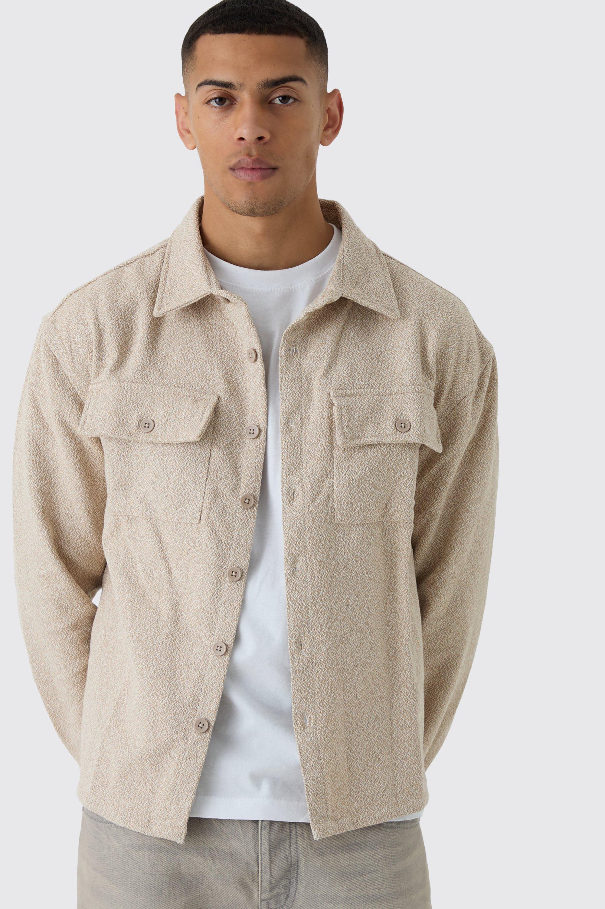 Boxy Boucle Heavyweight Overshirt | boohooMAN USA product image