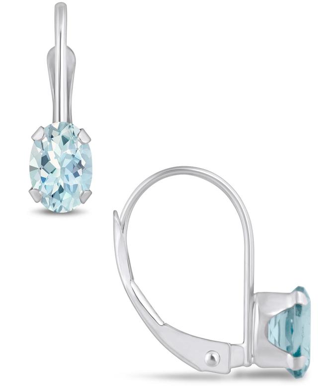 Celebration Gems 10k Gold Oval Aquamarine Leverback Earrings, Womens, Blue Product Image