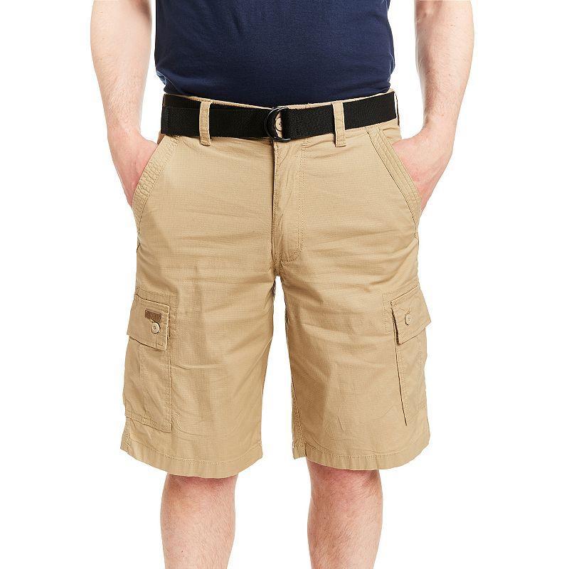 Mens Smiths Workwear Mini-Ripstop Belted Cargo Shorts Grey Product Image