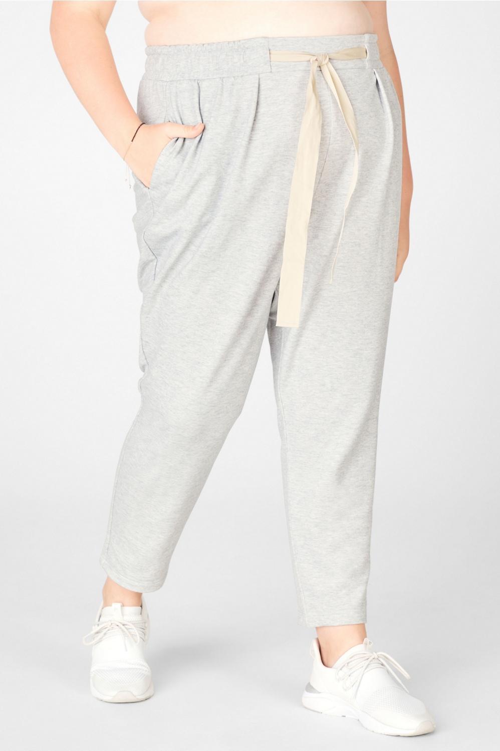 Fabletics Emery Tapered Pant Womens Light Grey Heather/Latte plus Size 4X Product Image