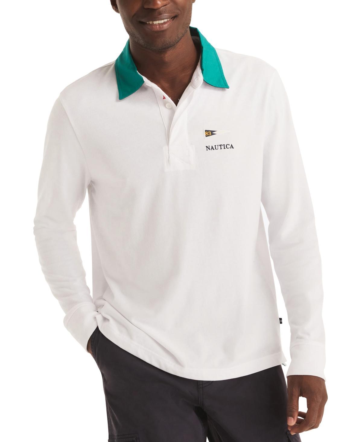 Nautica Mens Classic-Fit Rugby Long-Sleeve Polo Shirt Product Image