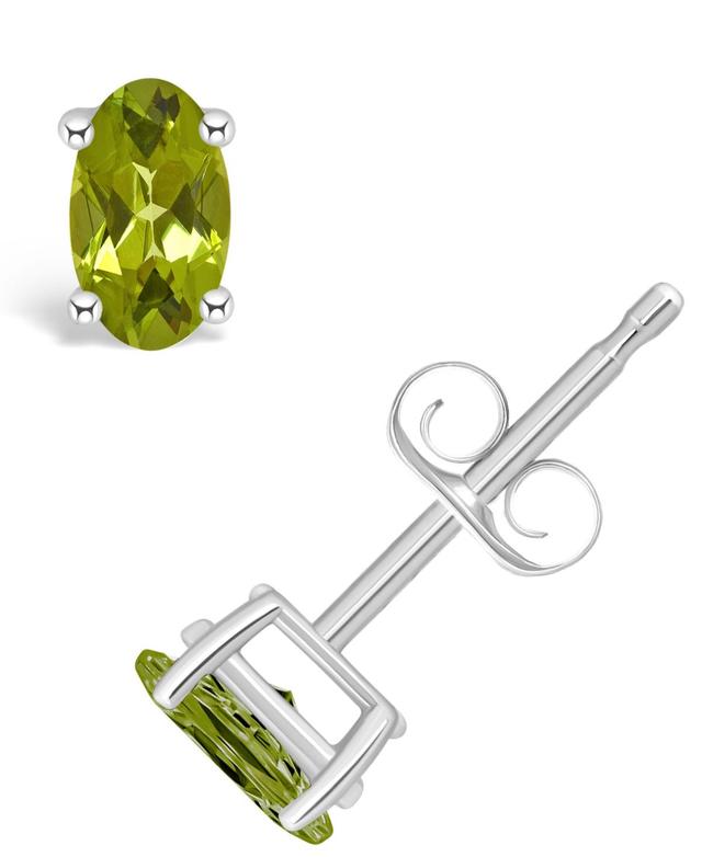 14k White Gold Oval Birthstone Stud Earrings, Womens, Peridot Aug Product Image