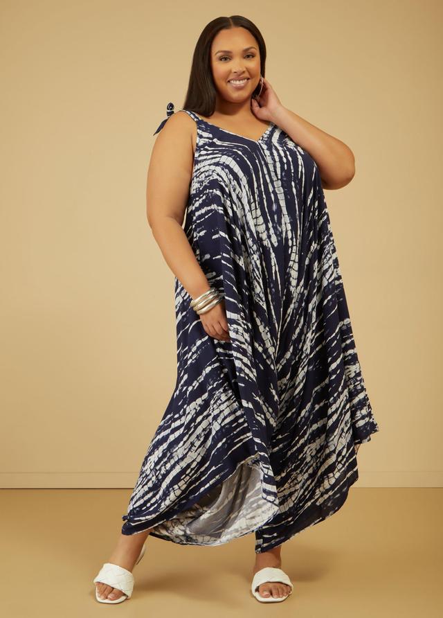 Plus Size Cropped Tie Dyed Harem Jumpsuit Ashley Stewart Product Image