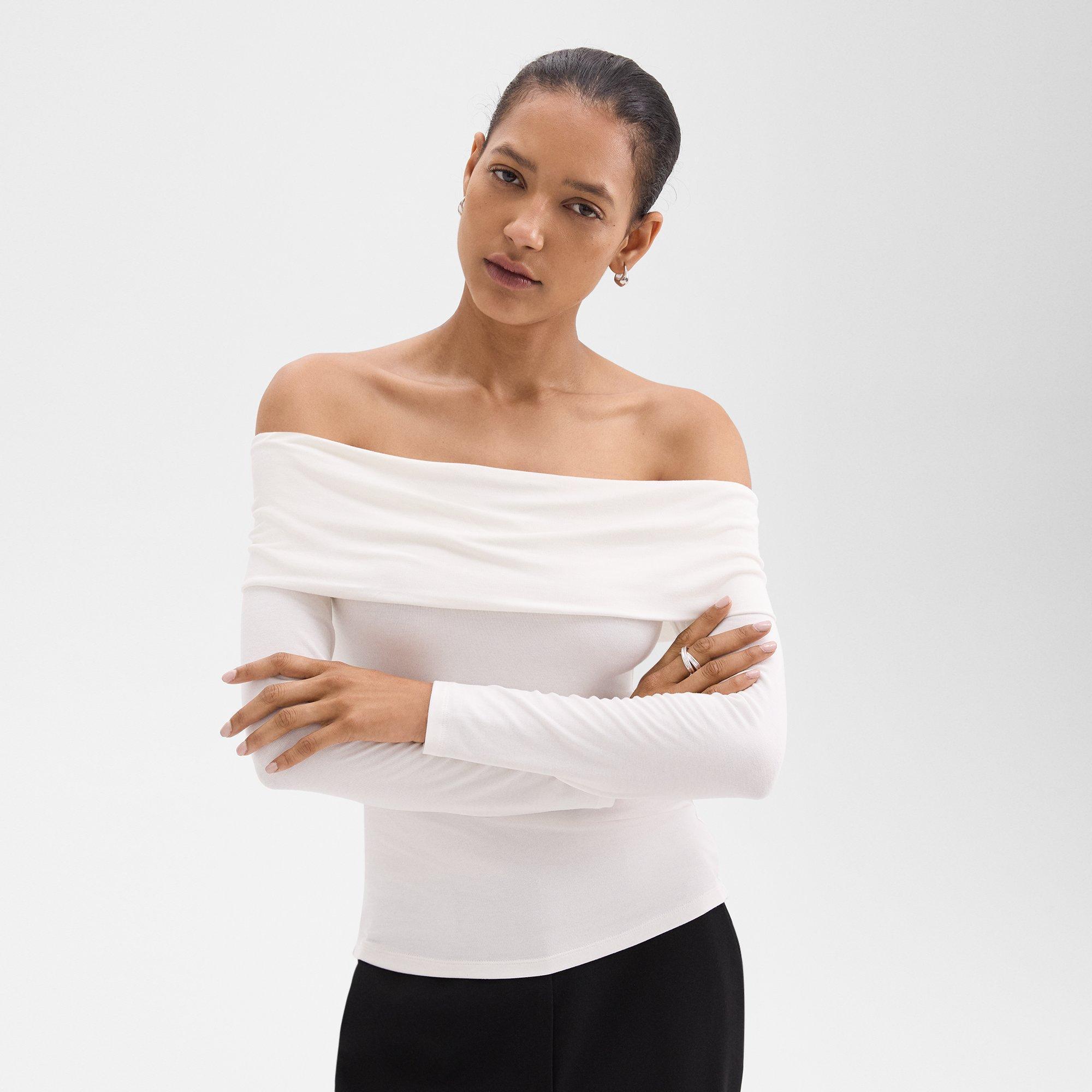 Ribbed Viscose Off-the-Shoulder Top| Theory product image