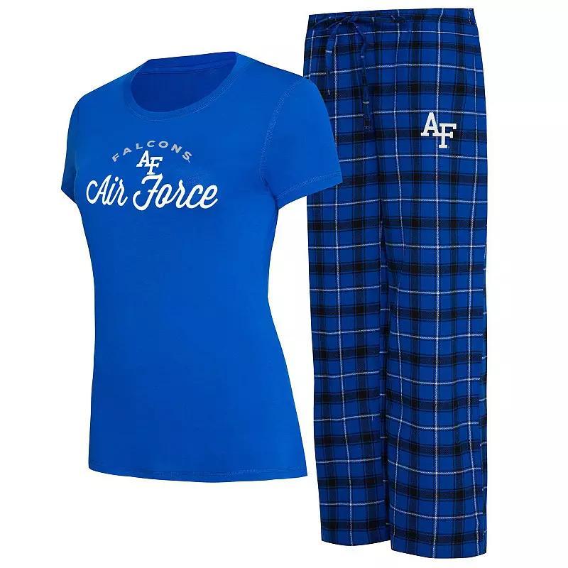 Womens Concepts Sport Royal/Black Air Force Falcons Arctic T-Shirt & Flannel Pants Sleep Set Product Image