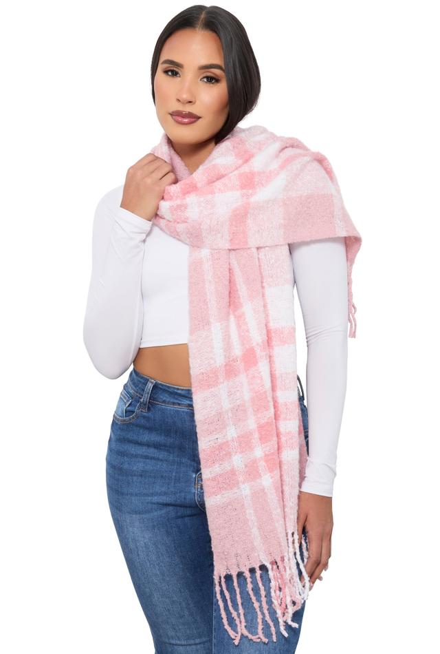 Womens Boucle Plaid Scarf Product Image