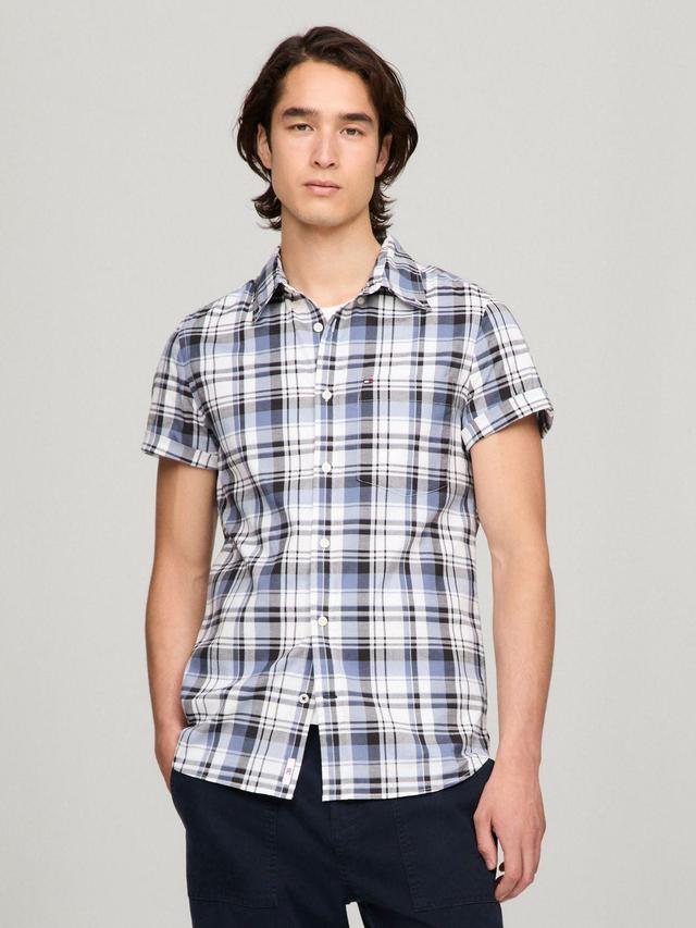 Tommy Hilfiger Men's Short-Sleeve Plaid Slim Fit Poplin Shirt Product Image