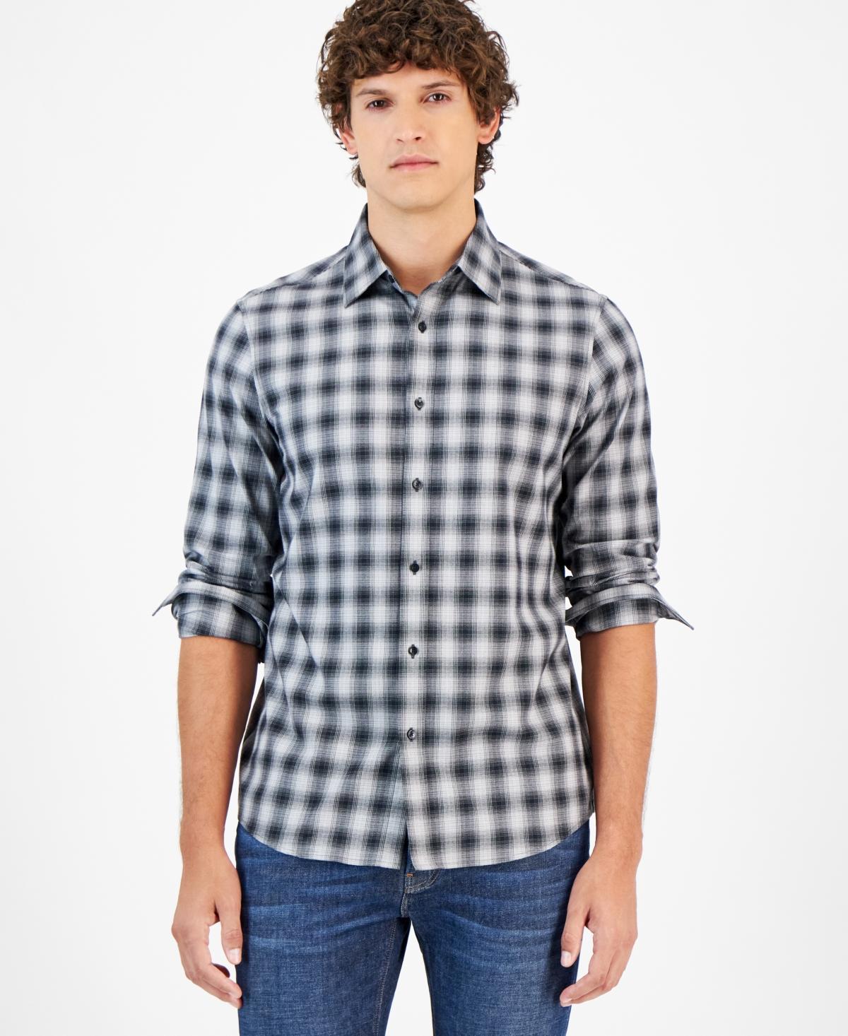 Michael Kors Mens Classic-Fit Shadow Plaid Shirt Product Image