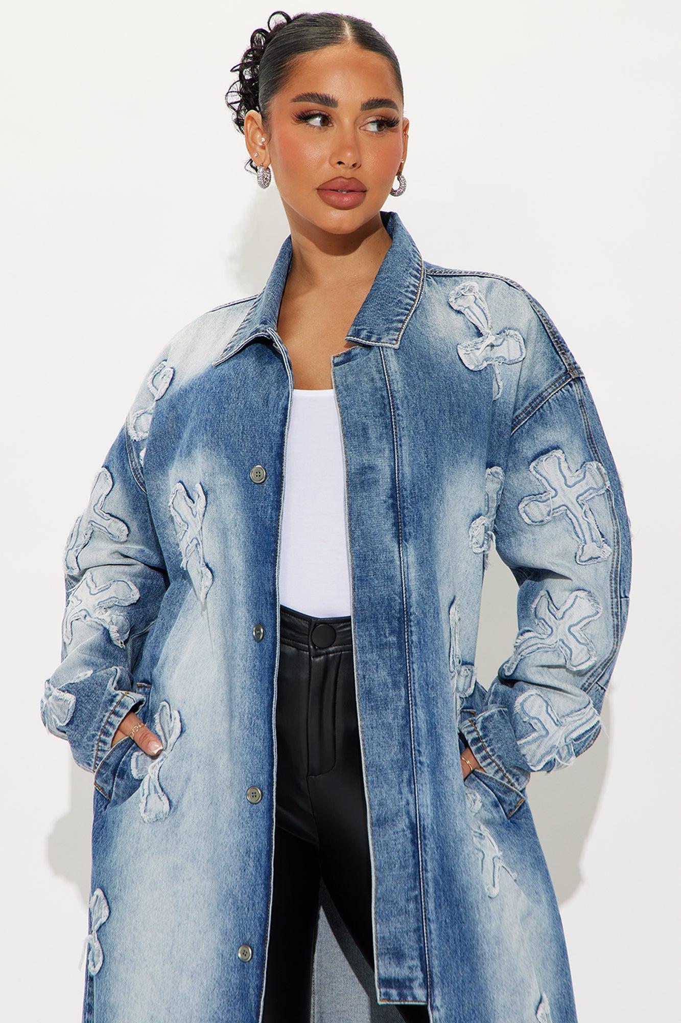 Cross Your Mind Denim Trench - Medium Wash Product Image