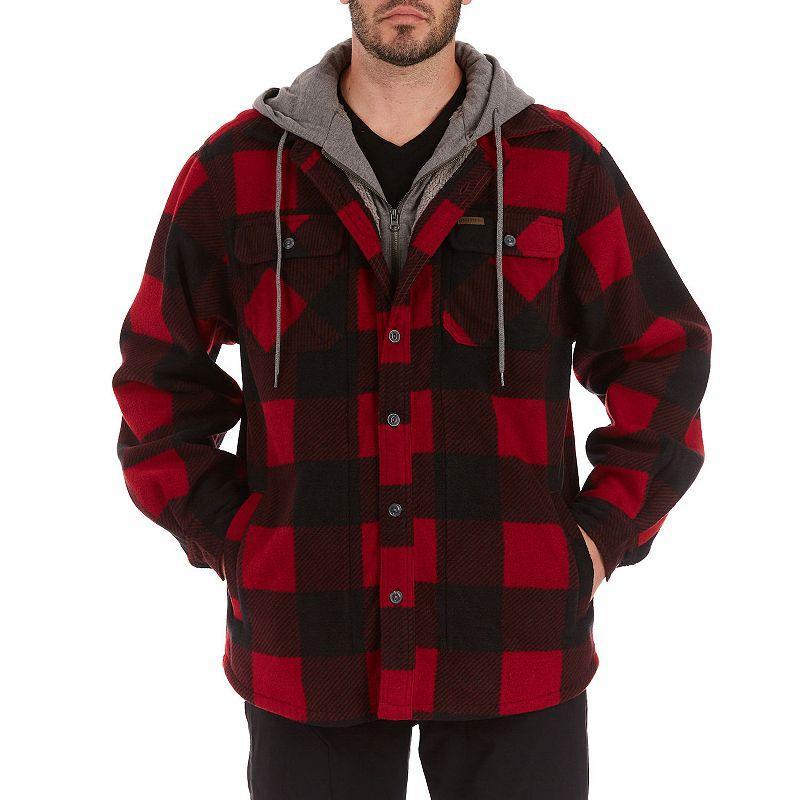 Mens Smiths Workwear Plaid Sherpa-Lined Microfleece Hooded Shirt Jacket Product Image