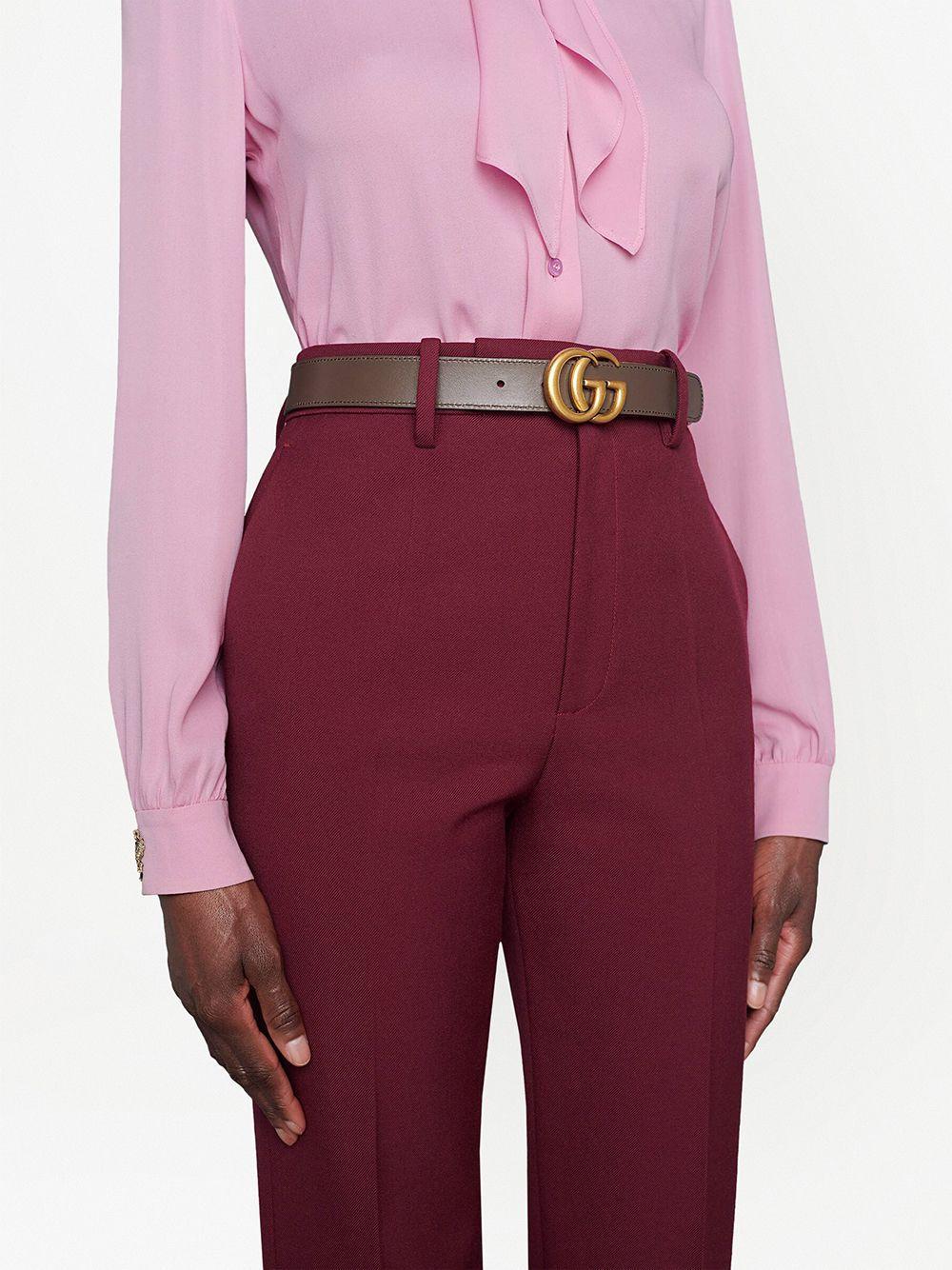 Brown Gg Marmont Leather Belt In Red Product Image