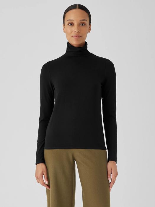 EILEEN FISHER Fine Jersey Scrunch Neck Topfemale Product Image