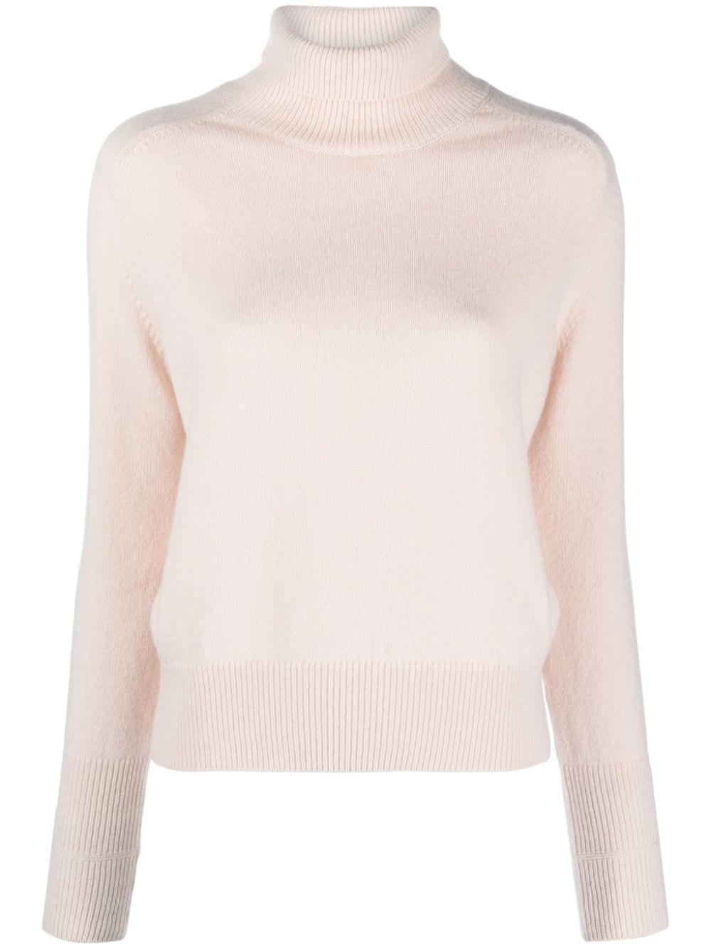 Roll-neck Wool Jumper In Pink Product Image