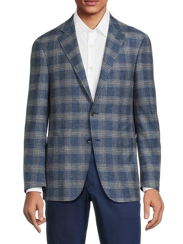 Mens Kei Plaid Wool-Blend Two-Button Sport Coat Product Image