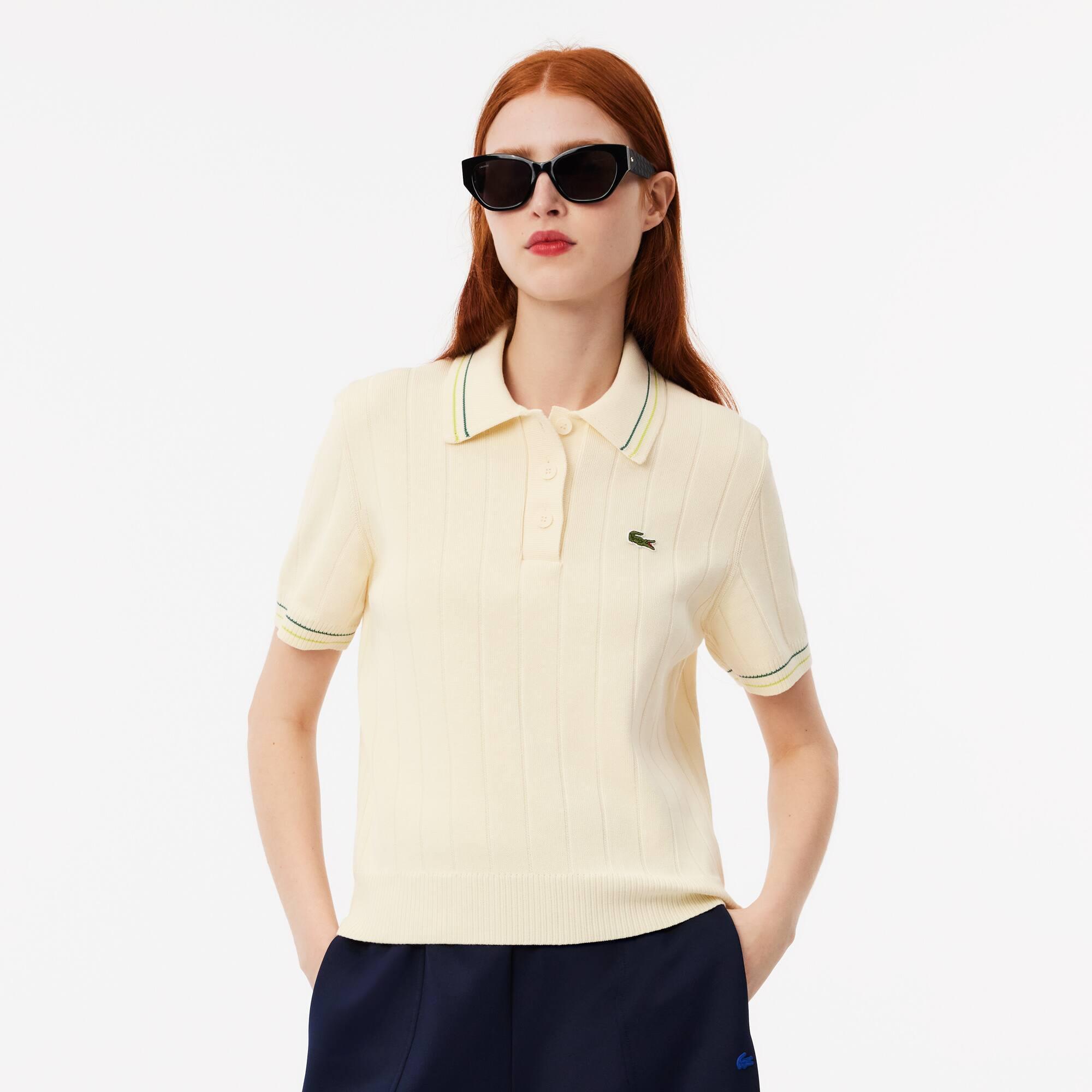 French Made Ribbed Cotton Polo Shirt Product Image