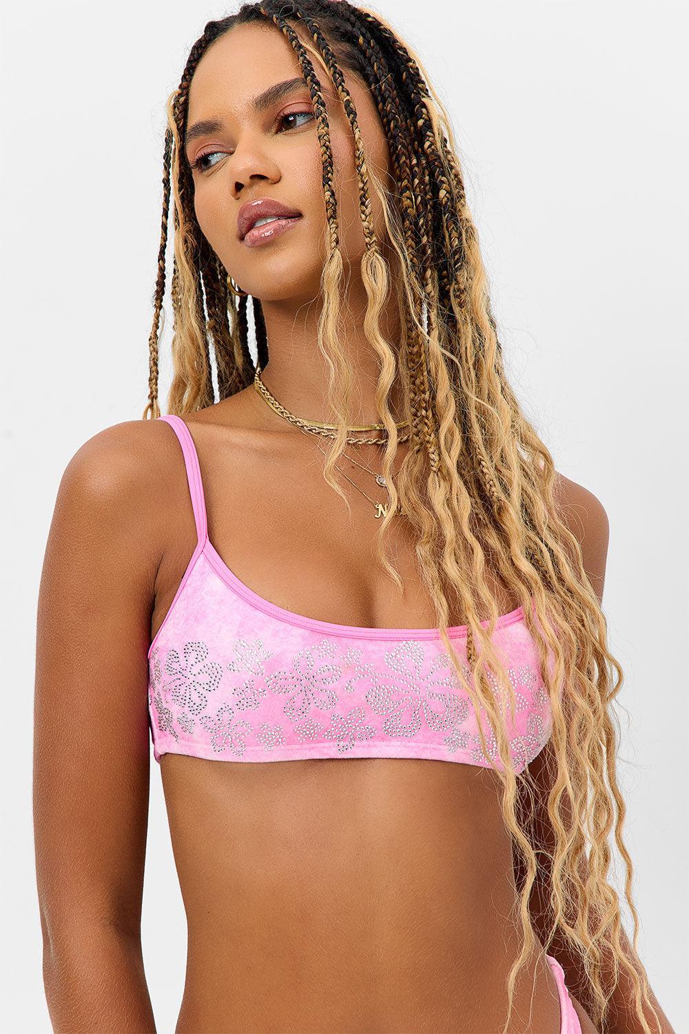 Dallas Terry Bralette Bikini Top - Distorted Pink Dye Product Image