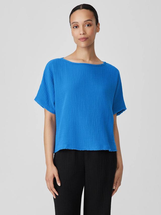 EILEEN FISHER Organic Cotton Lofty Gauze Bateau Neck Topfemale Product Image