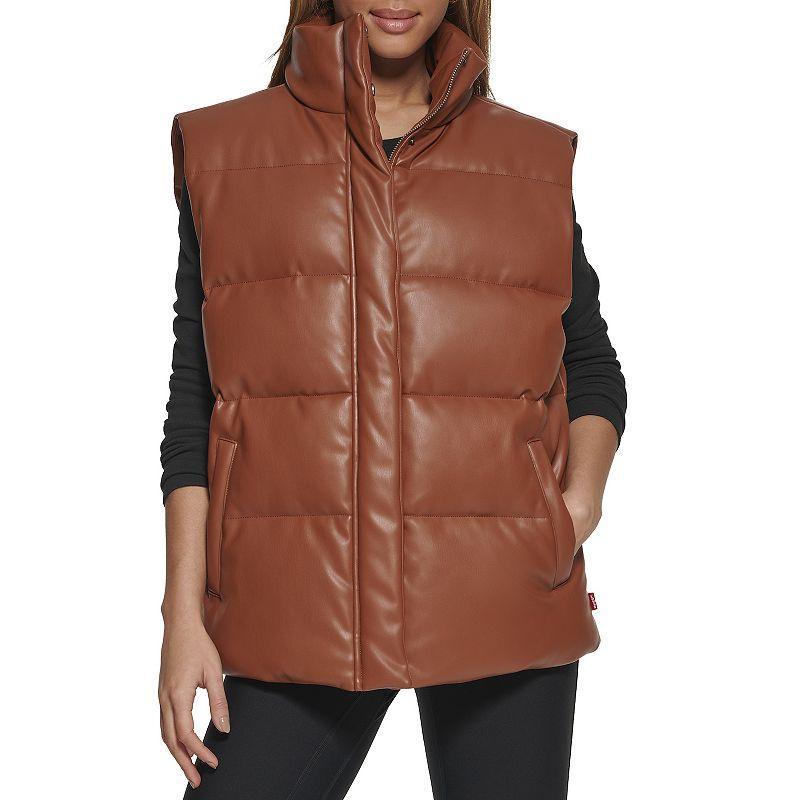 Womens Levis Faux-Leather Oversized Puffer Vest Product Image