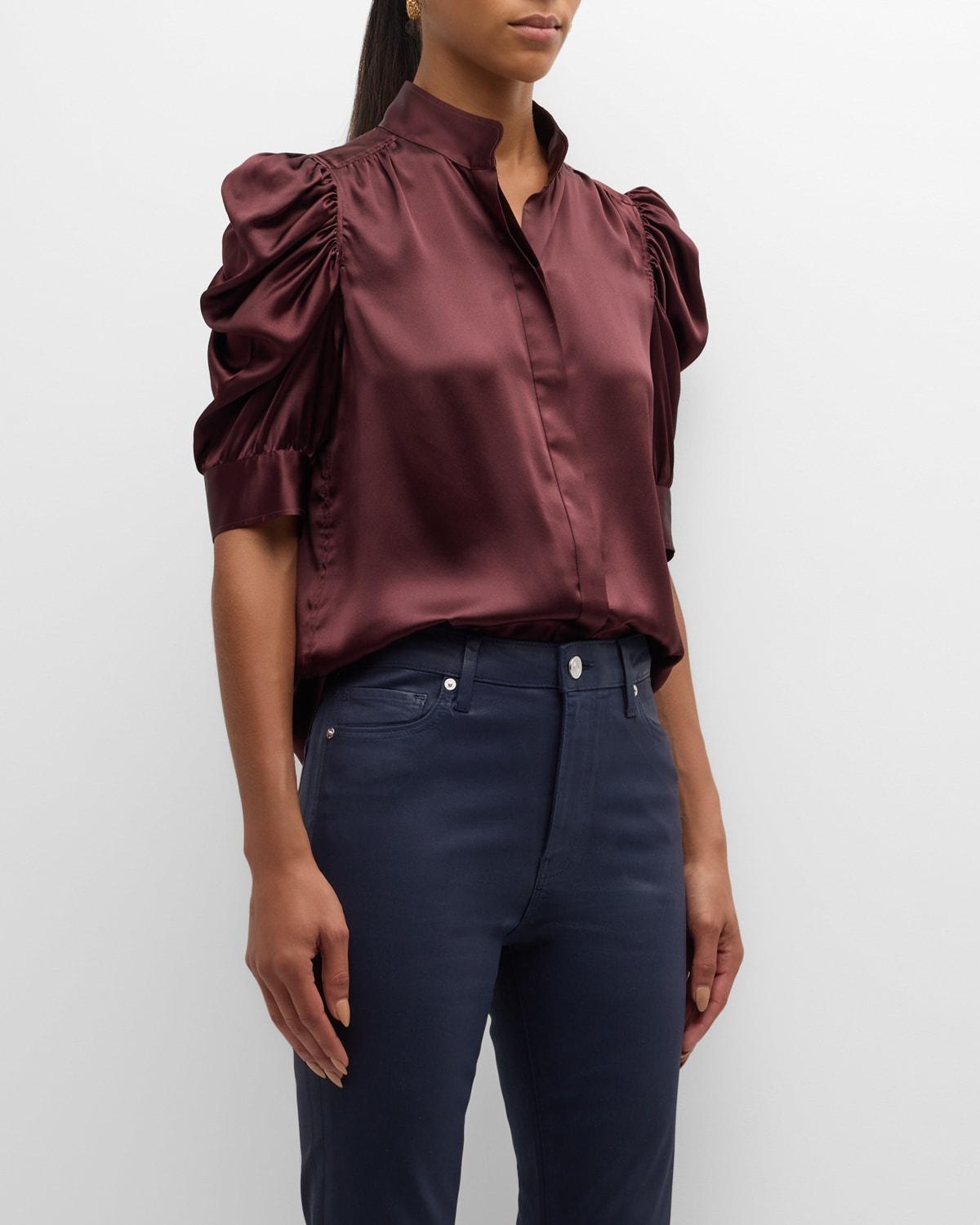 Gillian Silk Ruched Sleeve Top Product Image